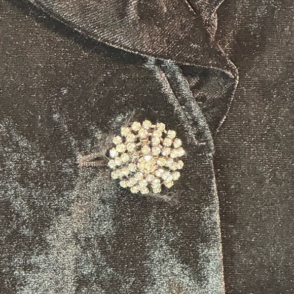 Worthington Womens Black Velvet Crop Jacket with Brooch Style Button Size L - Picture 6 of 12